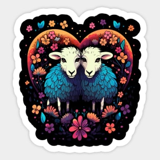 Sheep Couple Valentine Sticker